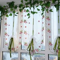 sheer white strawberry curtains