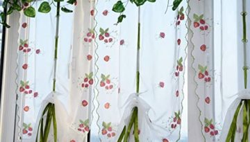 sheer white strawberry curtains