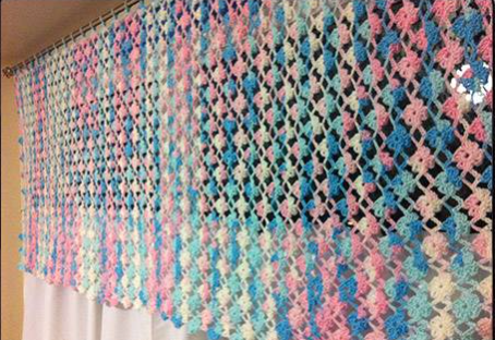 colorful floral crochet curtain