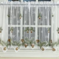 white sheer pinecone curtain
