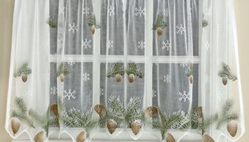 white sheer pinecone curtain