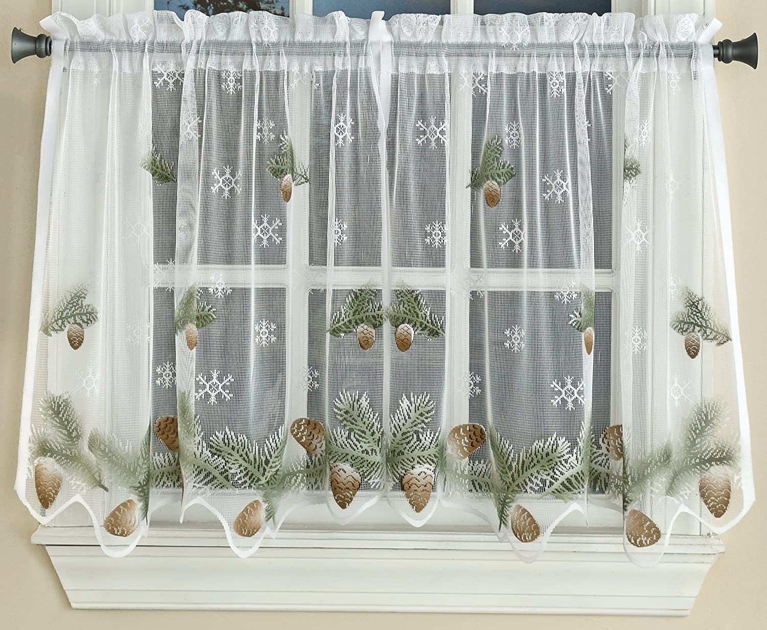 white sheer pinecone curtain