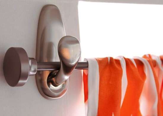 curtain rod placed on command hooks