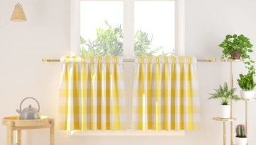 yellow and white gingham curtains