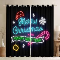 black christmas and happy new year curtains