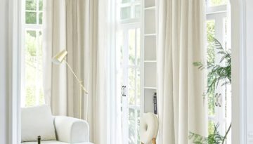 cour cream blackout curtains in living room