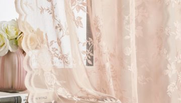 Peach curtain on net fabric