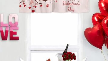 valentines valance wit hearts in red and white color