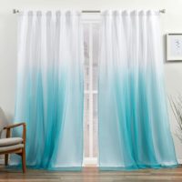 white and aqua ombre blackout curtains