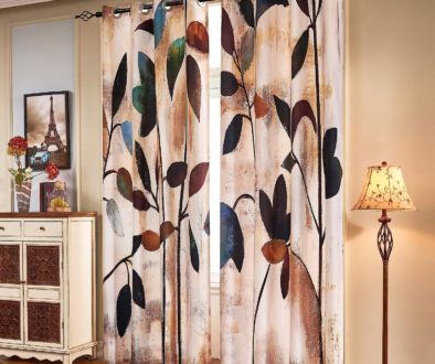 black and brown floral curtains